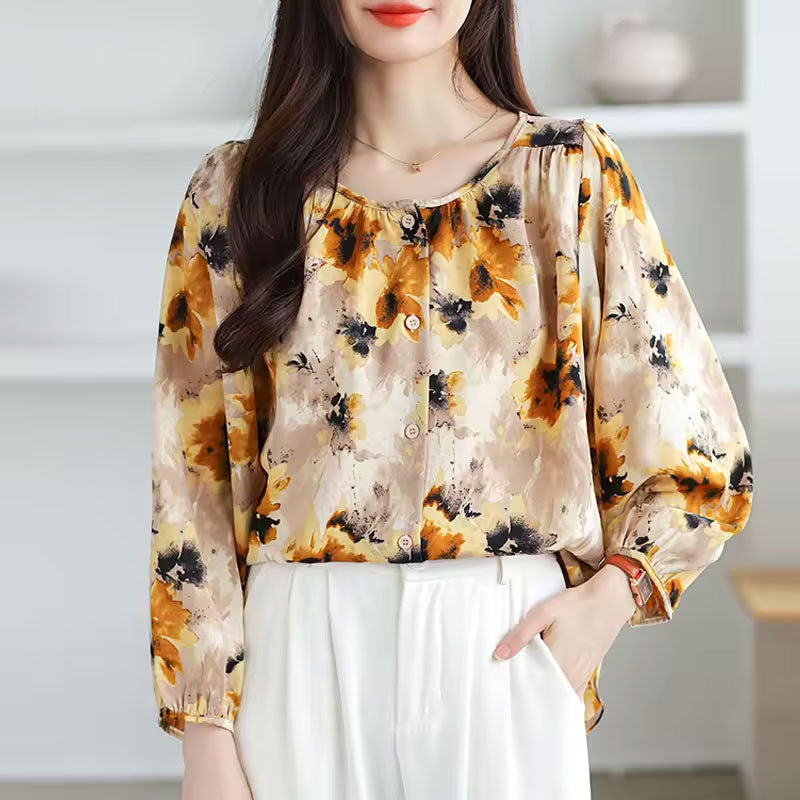 Alara | Floral Button Blouse, Effortless Glow