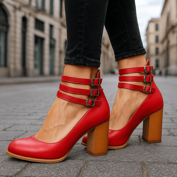 Averia | Women’s Strappy Block Heel Pumps