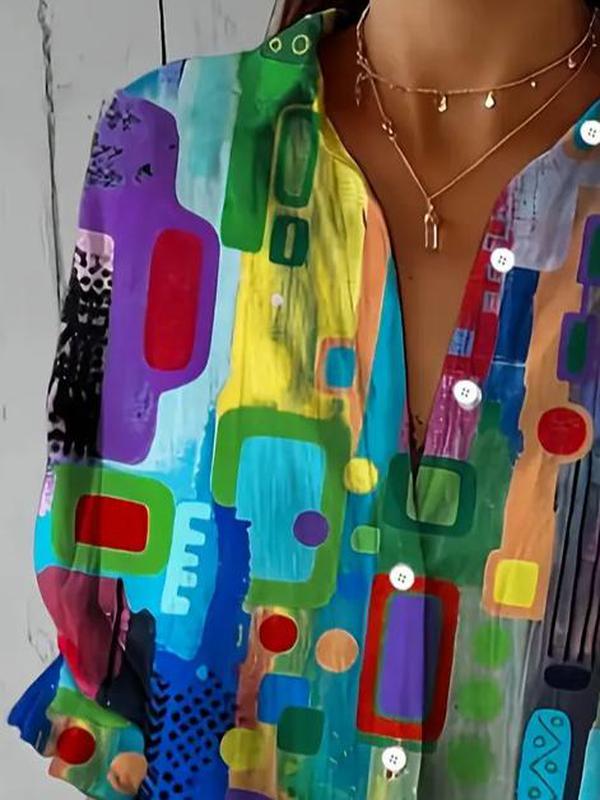 Lyra | Colorful Abstract Button Shirt