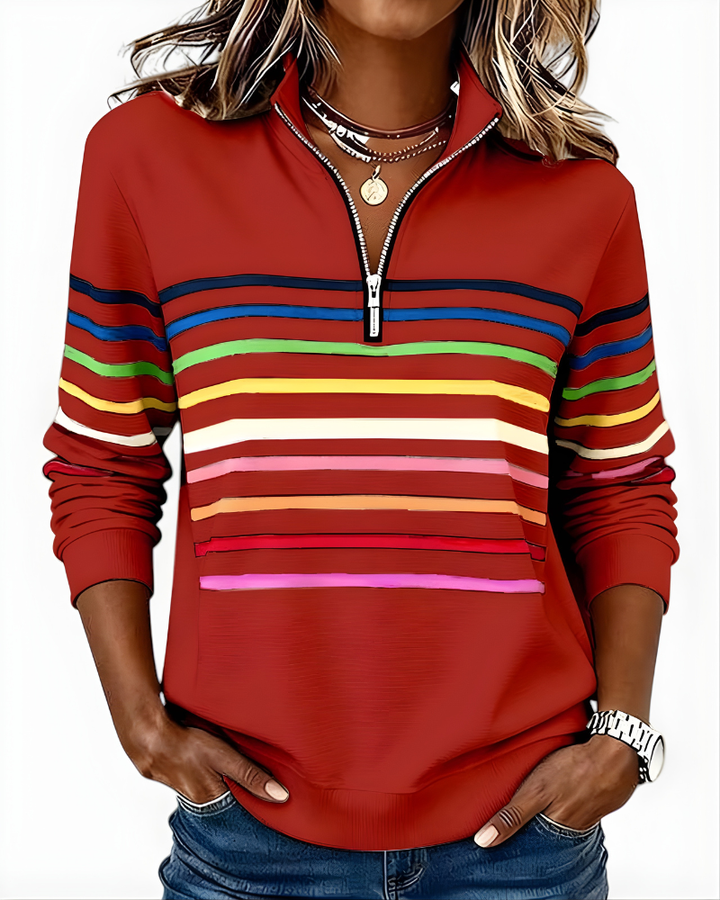 Calista | Striped Quarter-Zip Pullover