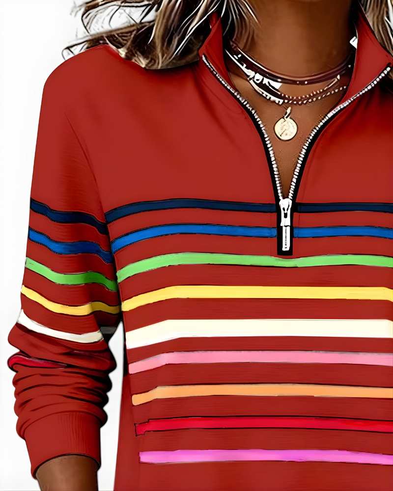 Calista | Striped Quarter-Zip Pullover
