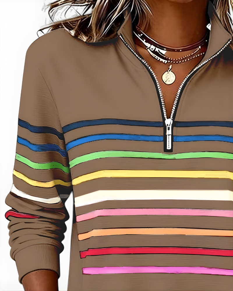 Calista | Striped Quarter-Zip Pullover