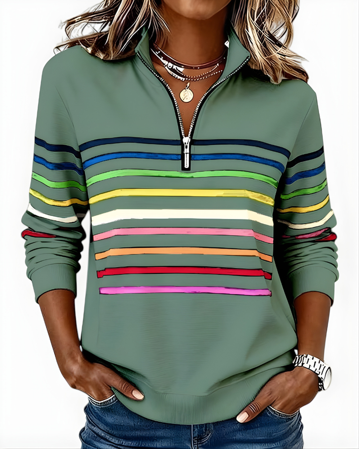Calista | Striped Quarter-Zip Pullover