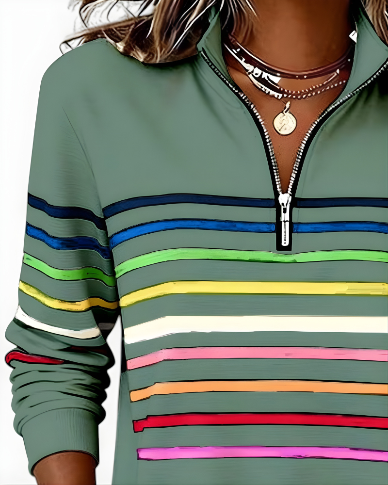 Calista | Striped Quarter-Zip Pullover