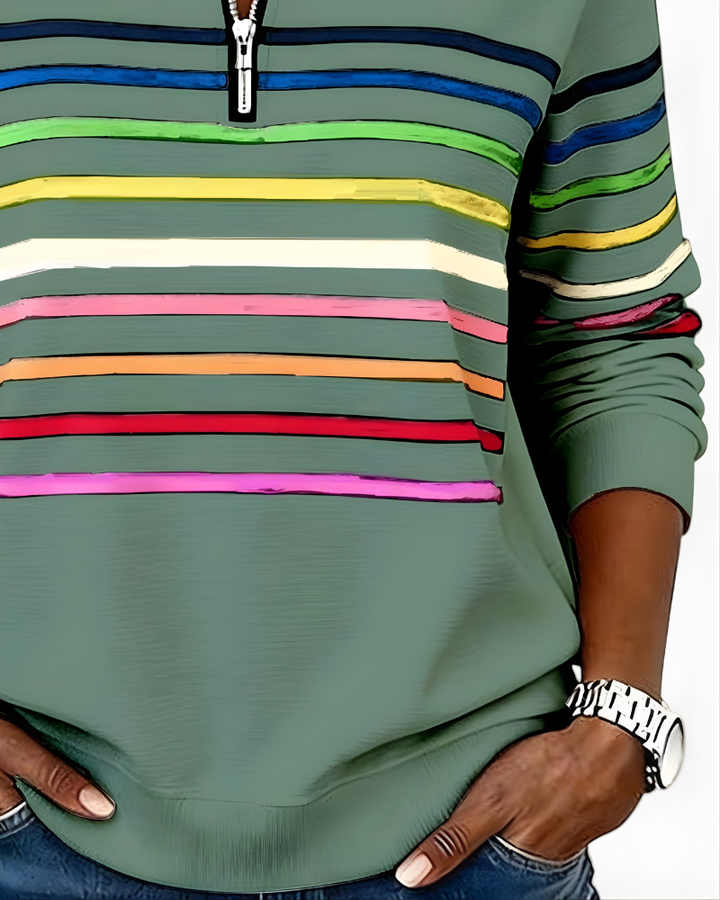 Calista | Striped Quarter-Zip Pullover