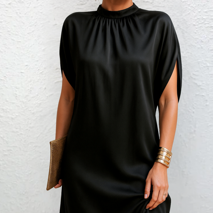 Saria | Elegant High-Neck Shift Dress