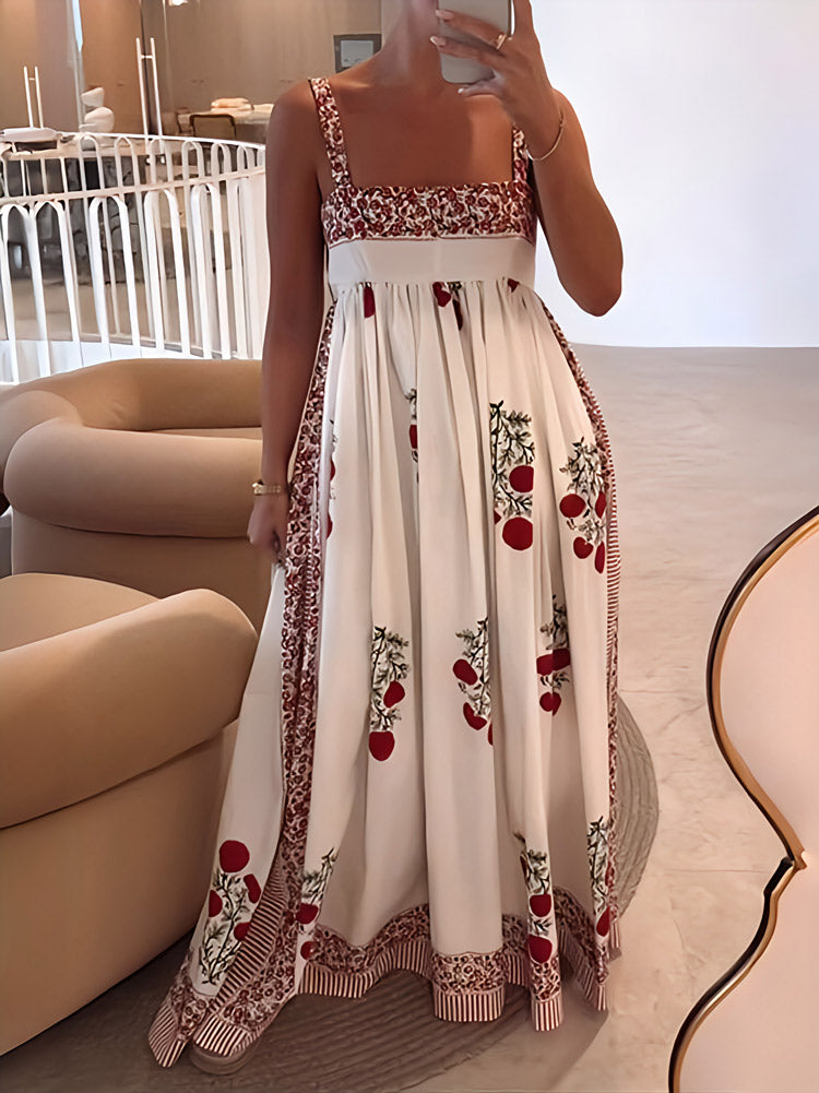 Aria | Tomato Print Empire Maxi Dress
