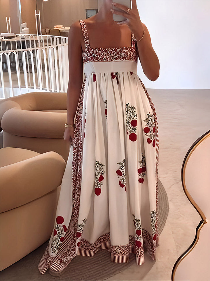 Aria | Tomato Print Empire Maxi Dress