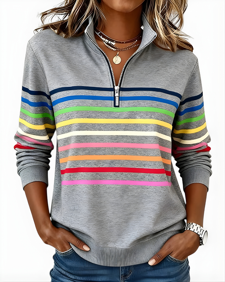 Calista | Striped Quarter-Zip Pullover