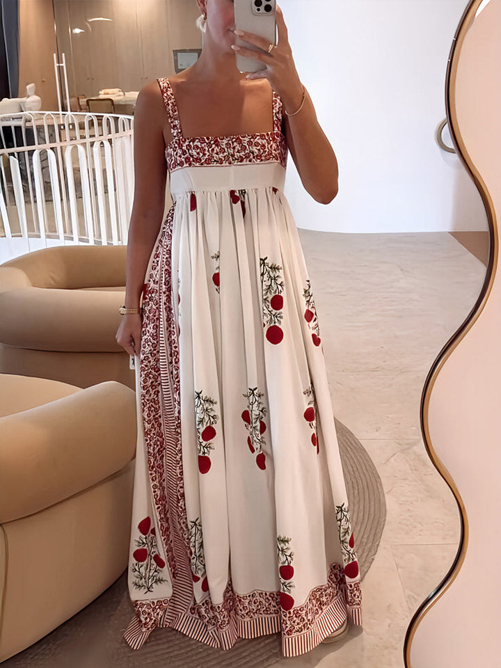 Aria | Tomato Print Empire Maxi Dress