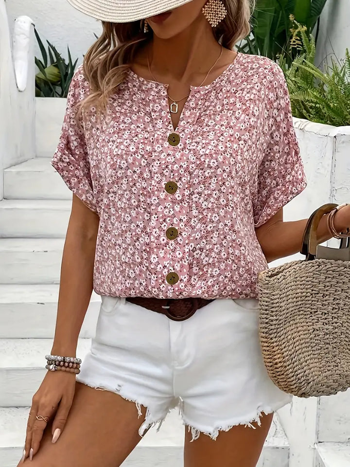 Maribel | Button Front Floral Blouse