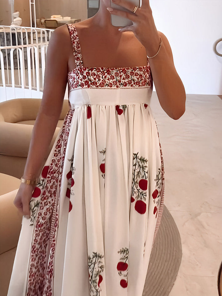 Aria | Tomato Print Empire Maxi Dress