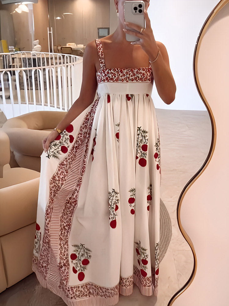 Aria | Tomato Print Empire Maxi Dress
