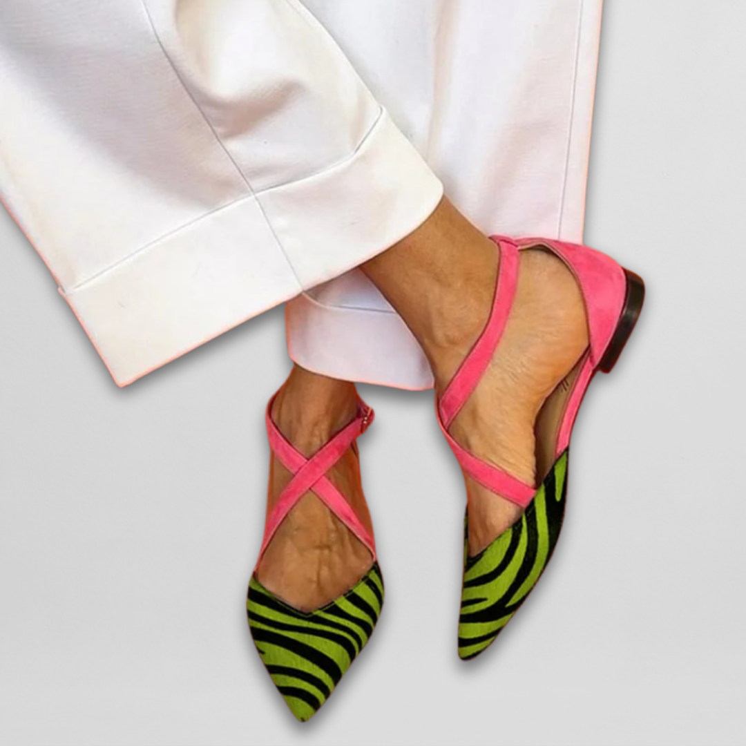 Rowan | Bold Zebra Criss-Cross Flats