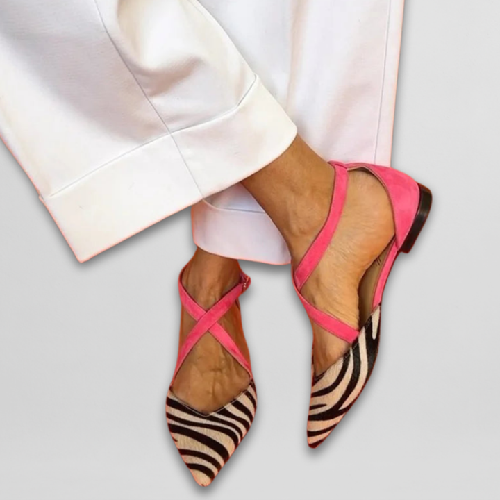 Rowan | Bold Zebra Criss-Cross Flats