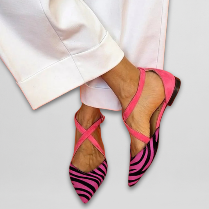 Rowan | Bold Zebra Criss-Cross Flats