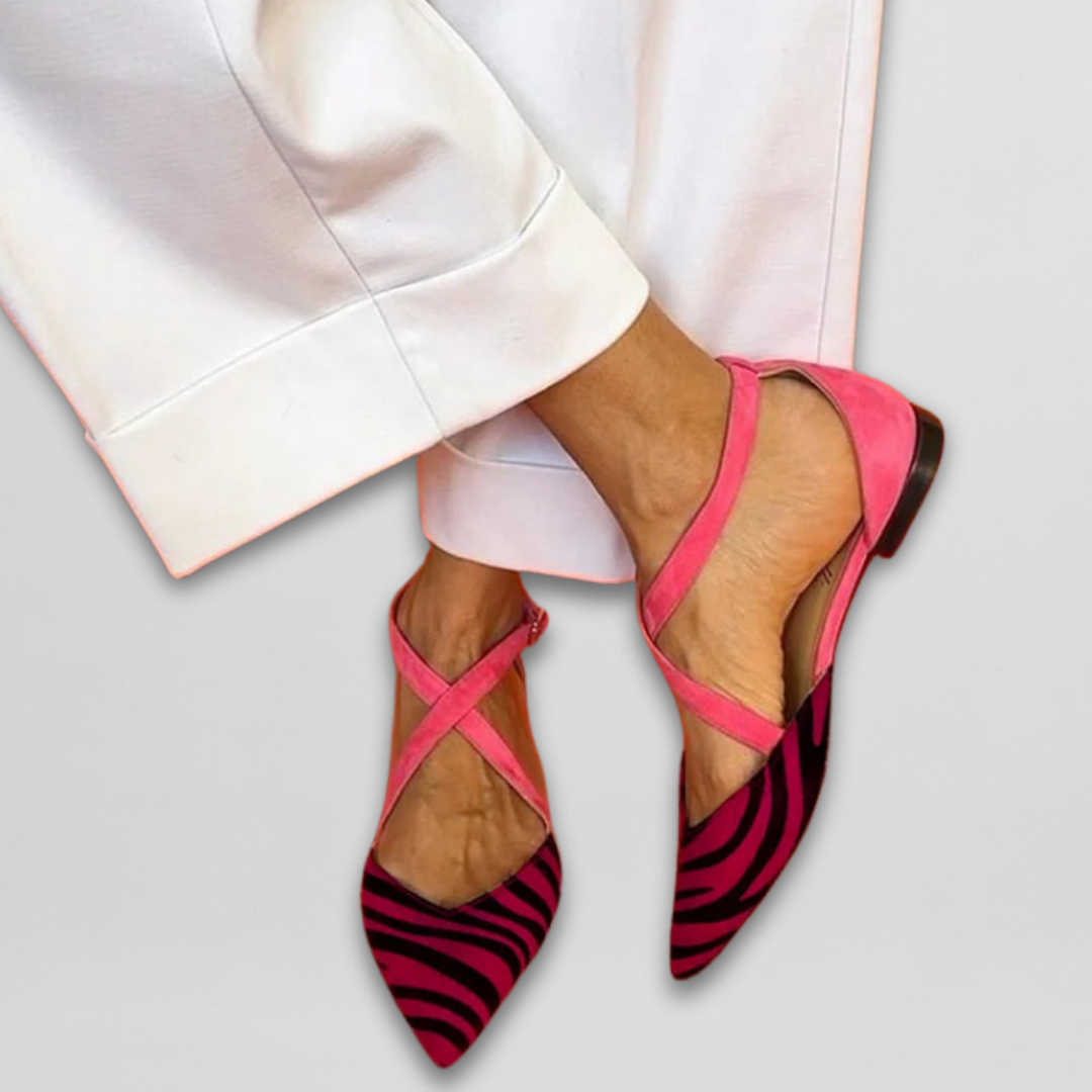 Rowan | Bold Zebra Criss-Cross Flats