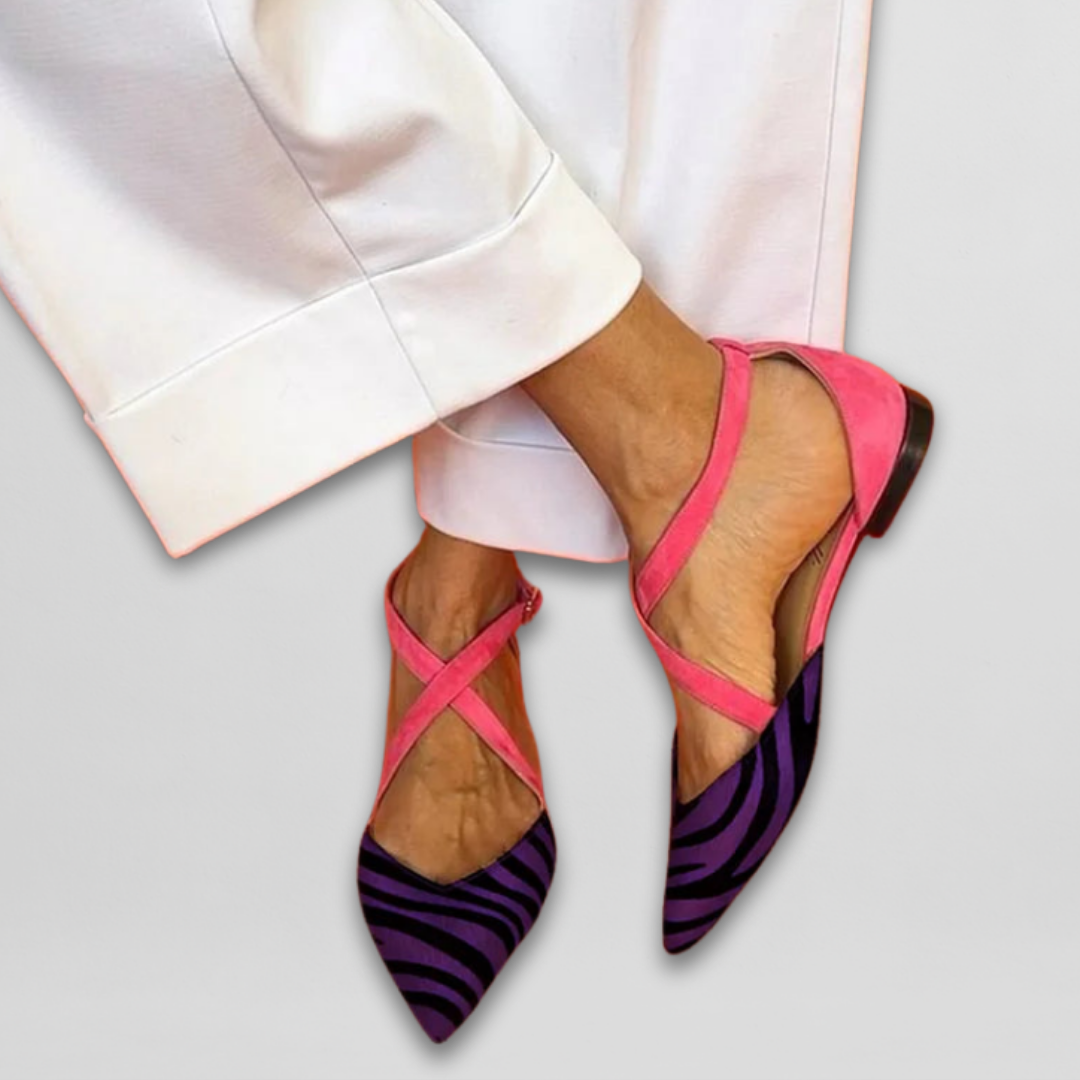 Rowan | Bold Zebra Criss-Cross Flats
