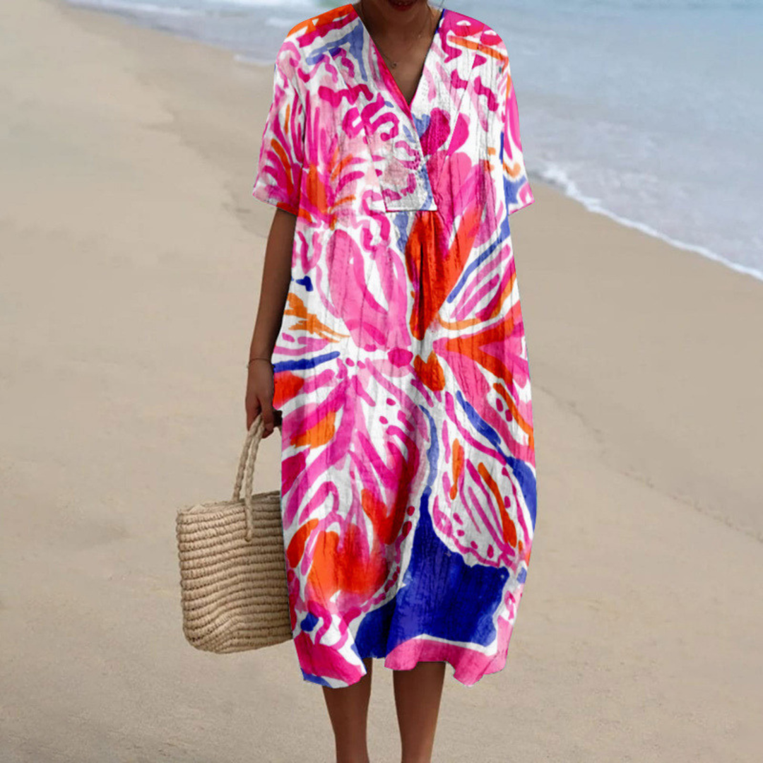 Solara | Printed Midi Kaftan Dress