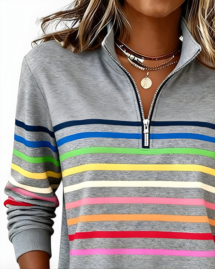 Calista | Striped Quarter-Zip Pullover