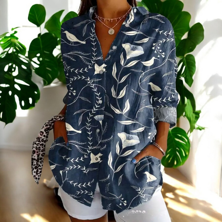 Yara | Artistic Botanical Print Blouse