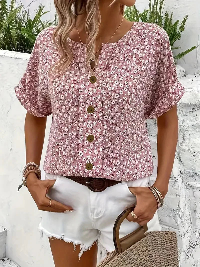 Maribel | Button Front Floral Blouse