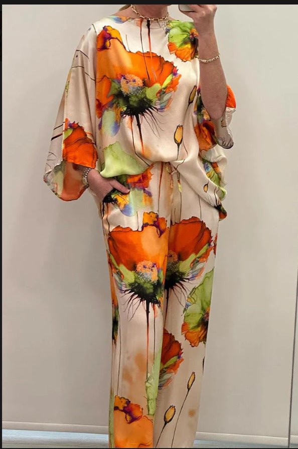 Fiorella | Artistic Print Wide-Leg Set