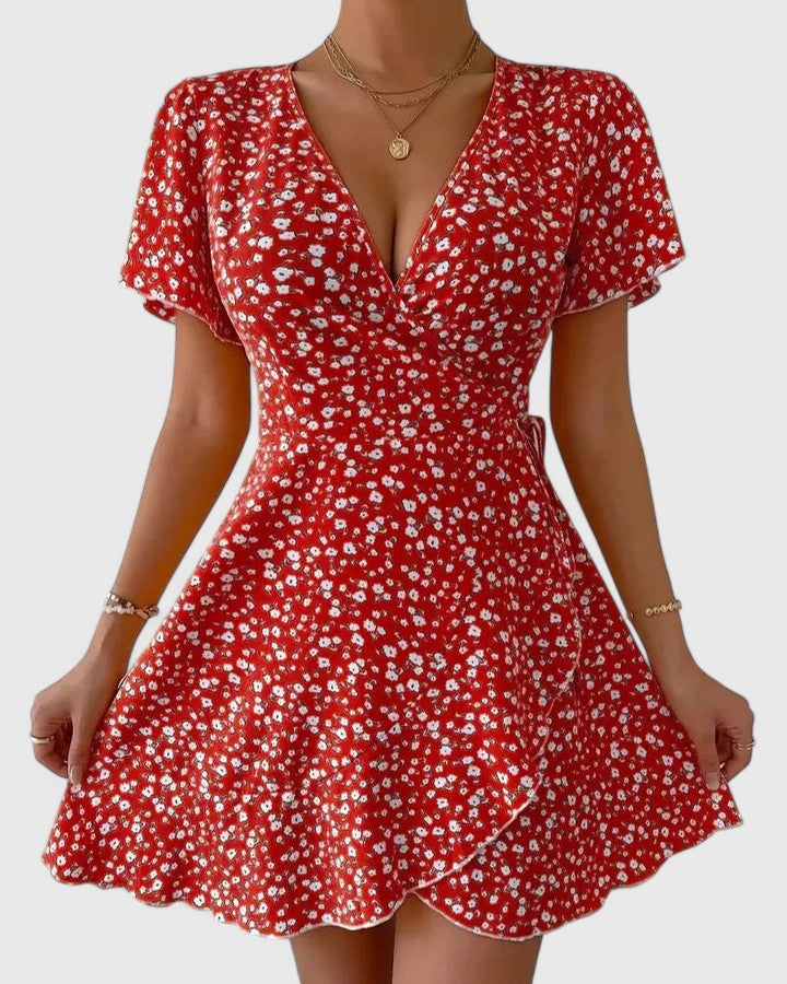 Sandra | Floral Wrap Mini Dress