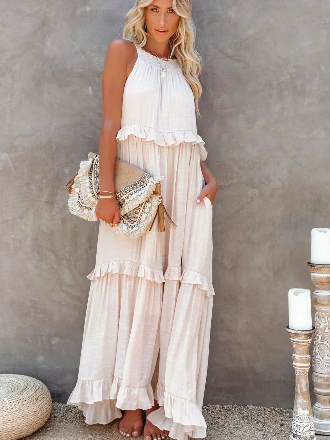 Zerina | Flowing Ruffle Maxi Dress
