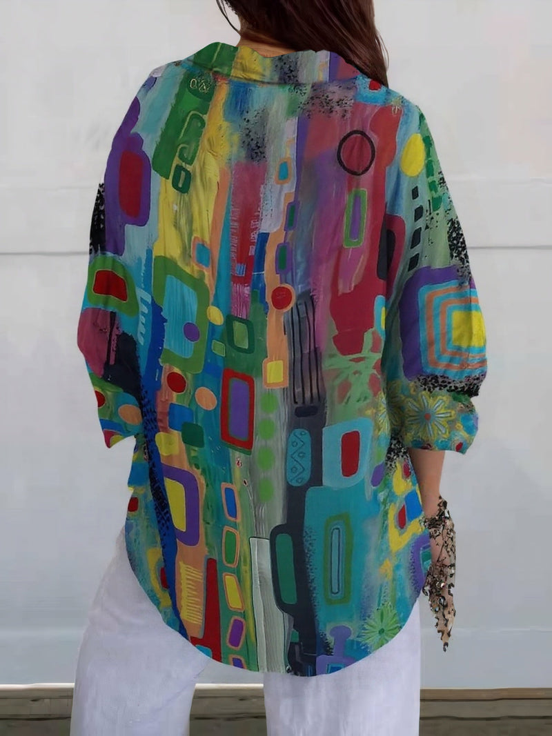 Lyra | Colorful Abstract Button Shirt