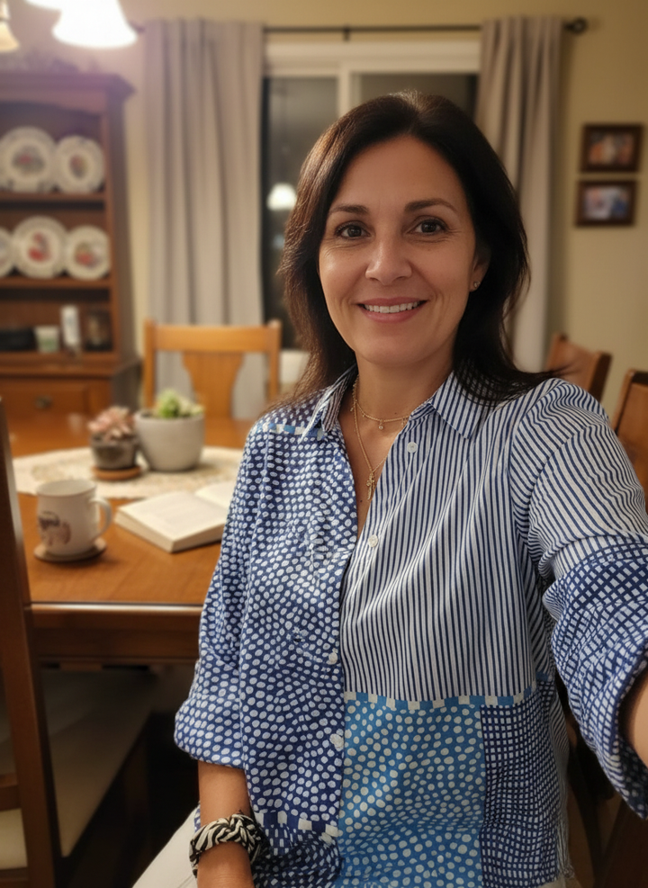 Brinley | Patchwork Button Up Blouse
