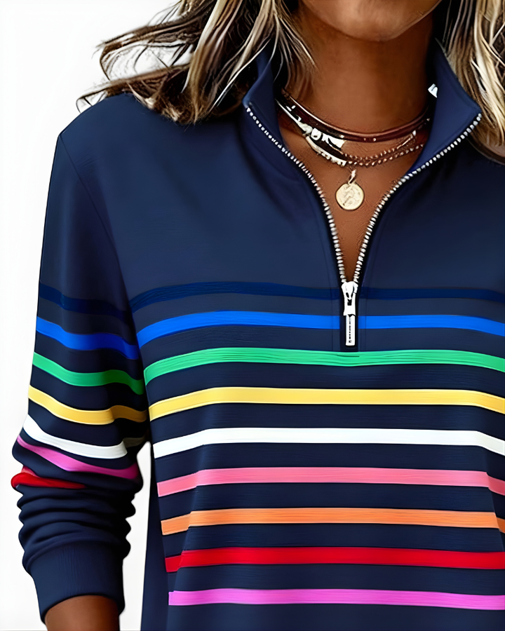 Calista | Striped Quarter-Zip Pullover