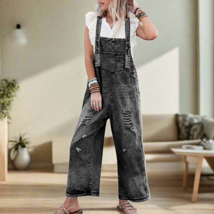 Selvora | Relaxed Denim Overall Jumpsuit