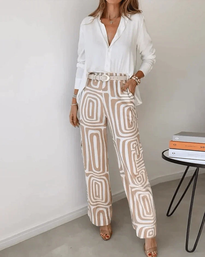 Camille | Geometric Wide-Leg Trouser Set