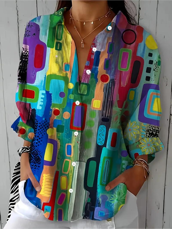 Lyra | Colorful Abstract Button Shirt