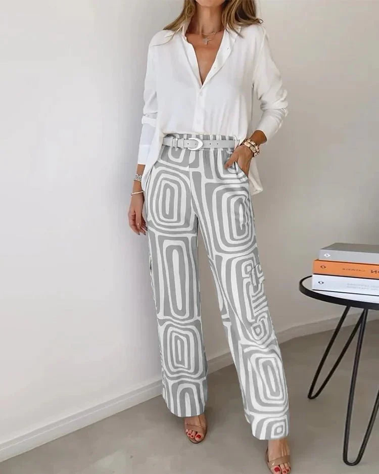 Camille | Geometric Wide-Leg Trouser Set