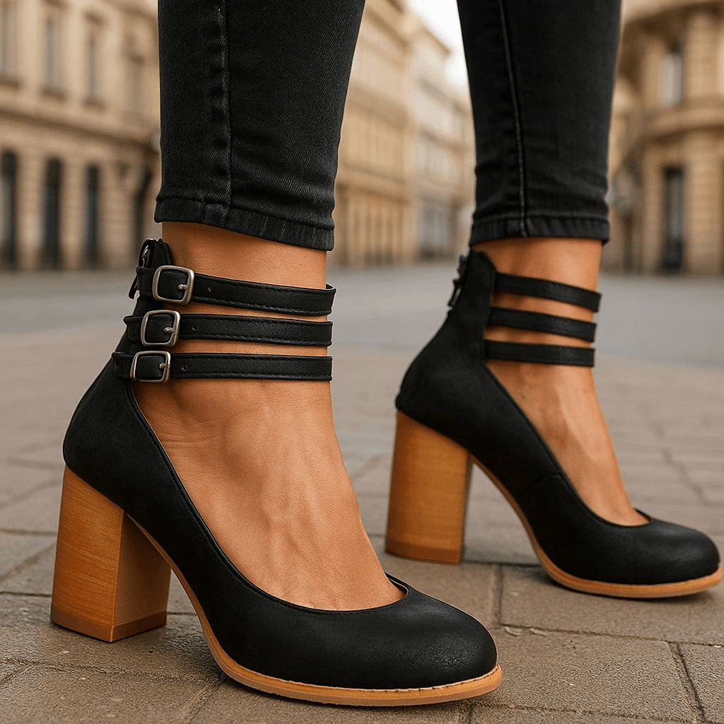 Averia | Women’s Strappy Block Heel Pumps
