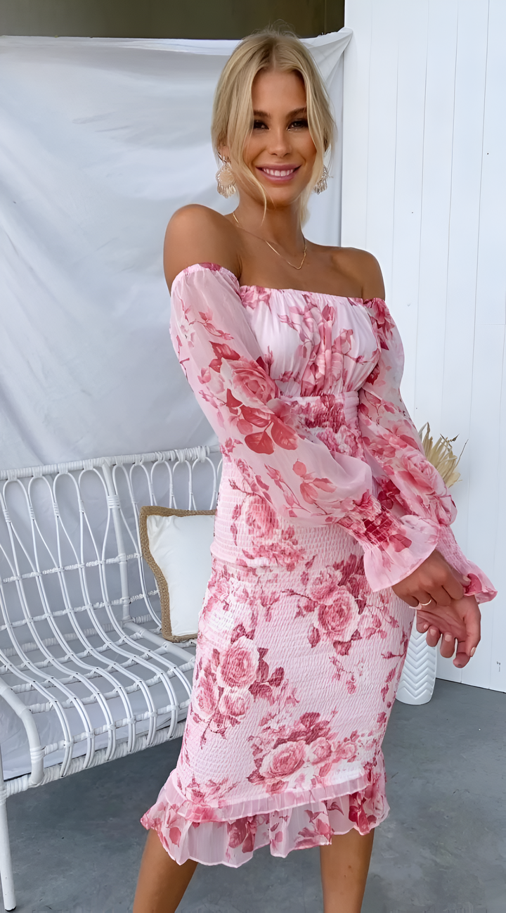 Liliane | Romantic Floral Off-Shoulder Dress
