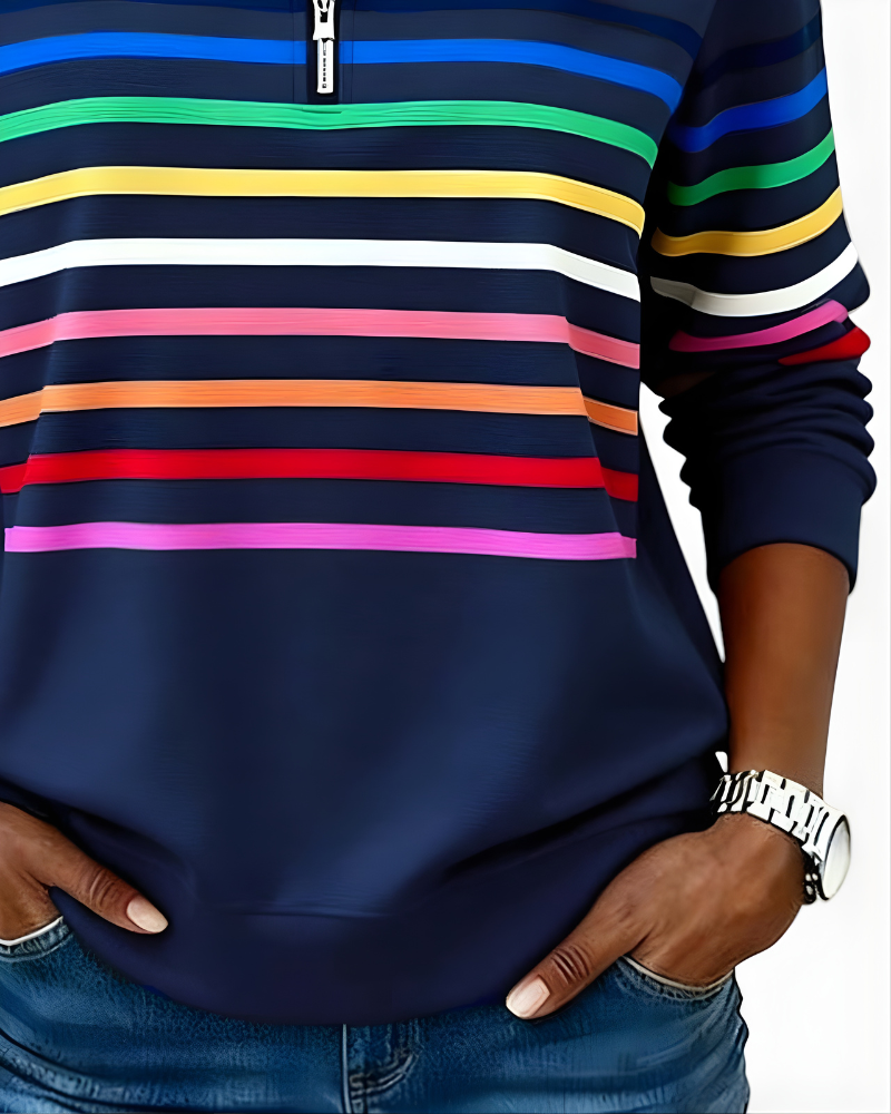Calista | Striped Quarter-Zip Pullover