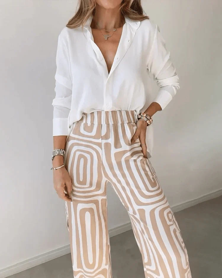 Camille | Geometric Wide-Leg Trouser Set