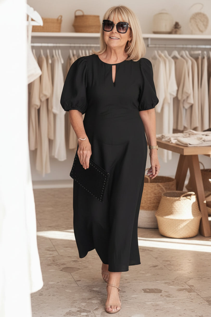 Marcelline | Flattering Puff Sleeve Midi Dress