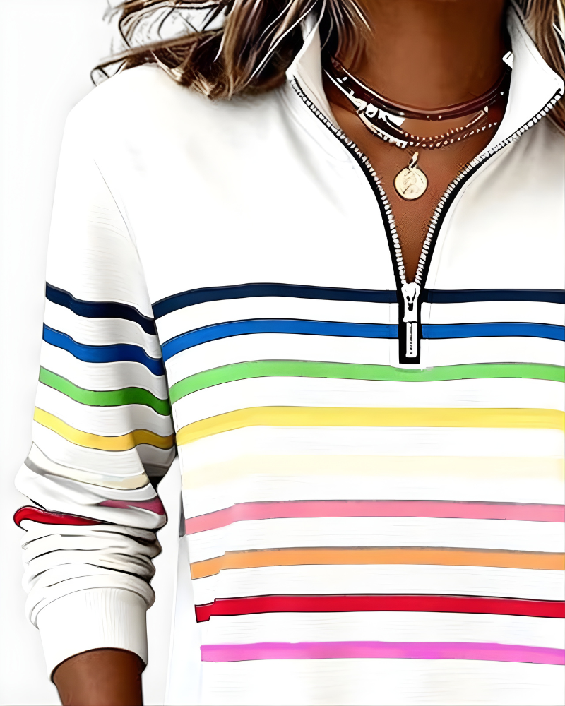 Calista | Striped Quarter-Zip Pullover