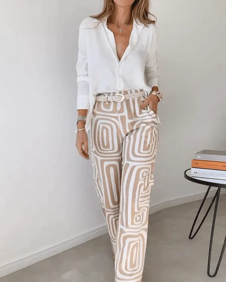 Camille | Geometric Wide-Leg Trouser Set