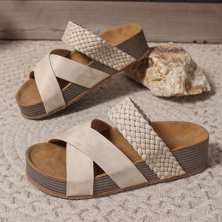 Arden | Woven Platform Slide Sandals
