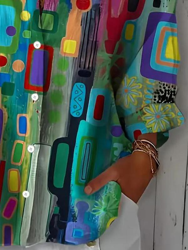 Lyra | Colorful Abstract Button Shirt