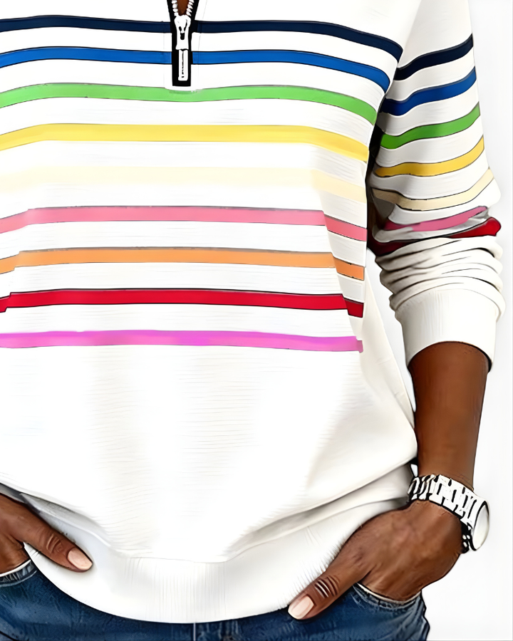 Calista | Striped Quarter-Zip Pullover
