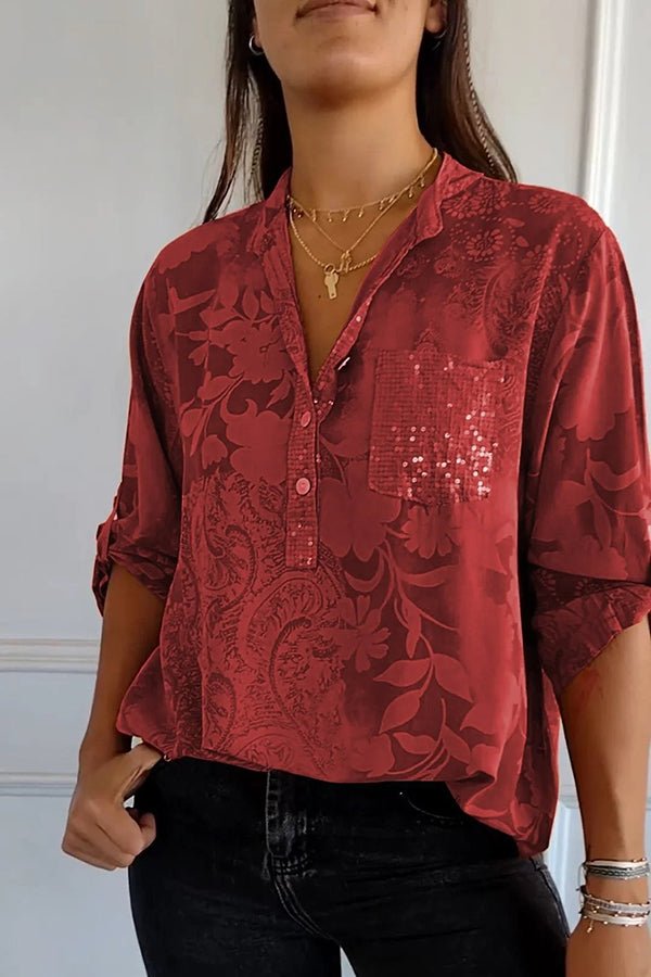 Selene | Patterned Button-Up Women’s Blouse
