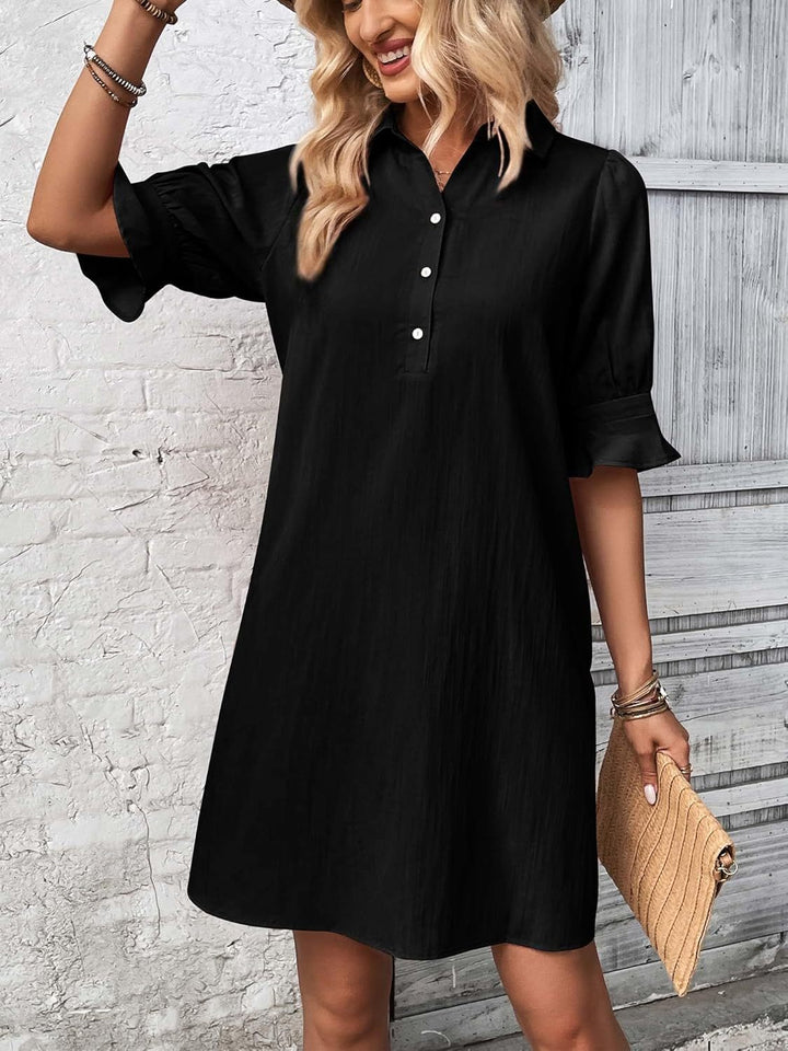 Vionne | Effortless Button-Collar Shirt Dress