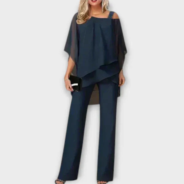 Celeste | Elegant Chiffon Layered Pant Set