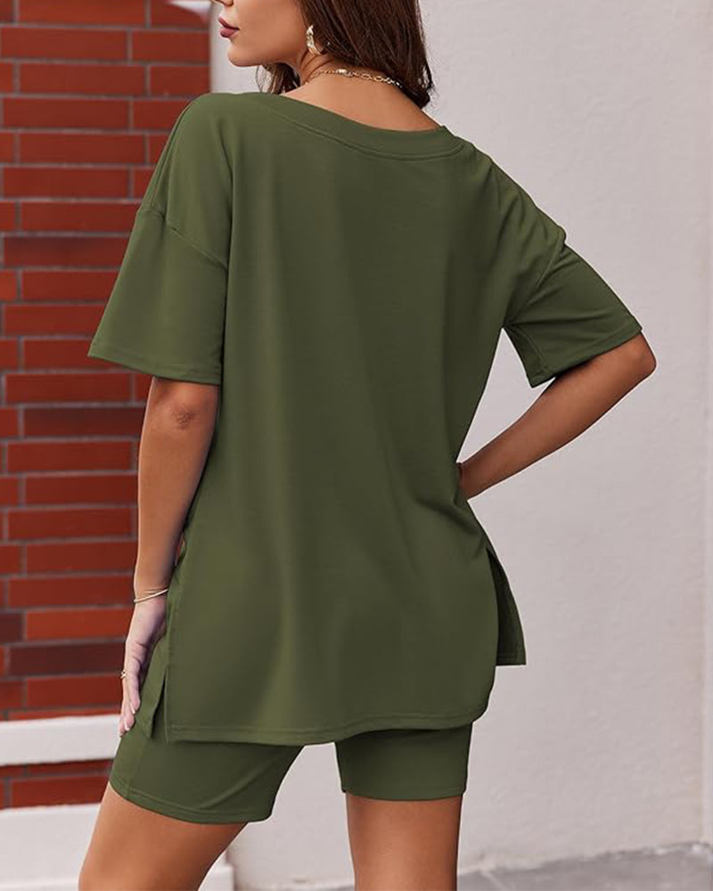 Amara | V-Neck Oversized Top & Shorts Set